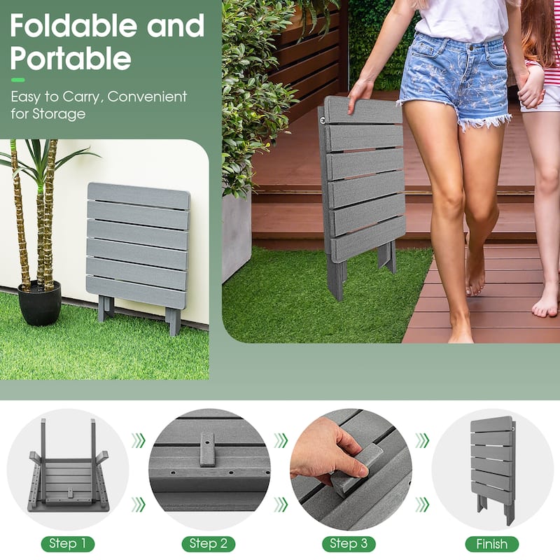Gymax 2 Pieces Folding Adirondack Side Table Poolside Garden Patio