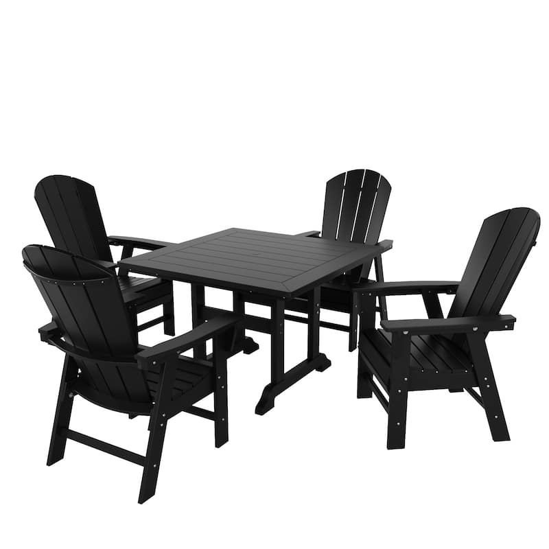 Laguna Hdpe All Weather Outdoor Patio Square Adirondack Dining Chairs Set (5-Piece Set)