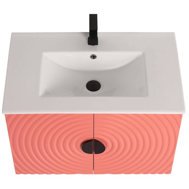 Pellabay Modern Bathroom Vanity with Fluted Circular Doors - Sink Included
