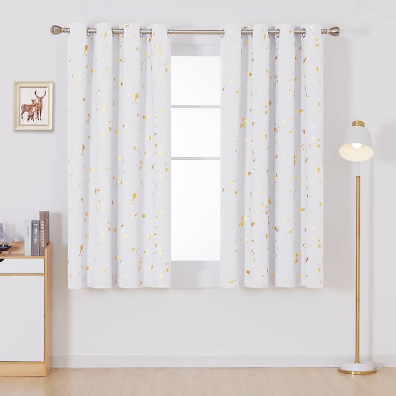 Deconovo Gold Spot Curtain Panel Pair (2 Panel) - W52 x L63 - Greyish White