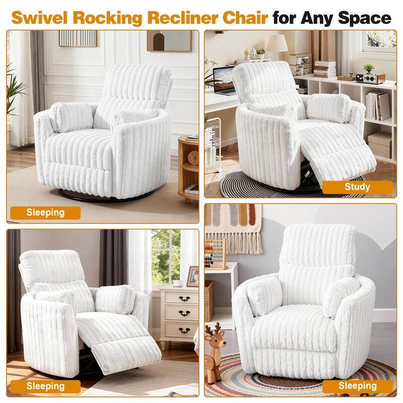 Rossetta Swivel Rocking Glider Power Recliner Chair with 24" Wide Seat & Type-C & USB Ports