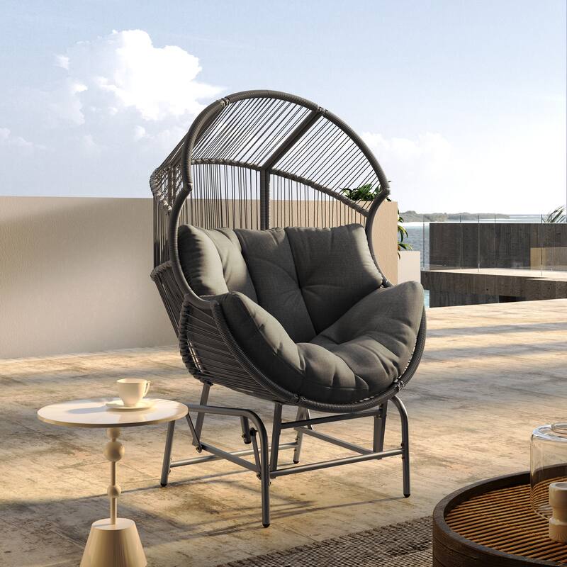 Paolos Outdoor Modern Wicker Gliding Chair by Christopher Knight Home - Dark Gray