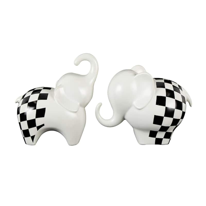 The Novogratz Gold, Silver, Black, White or Multi Colored Porcelain Ceramic Elephant Decorative Sculpture (Set of 2)