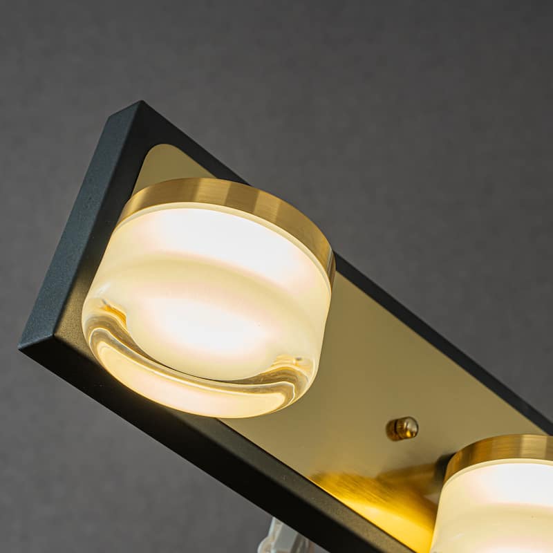 CraftHome Modern Square Black Brass Integrated LED Wall Sconce with White Acrylic Shade Adjustable Head Bathroom Vanity Light