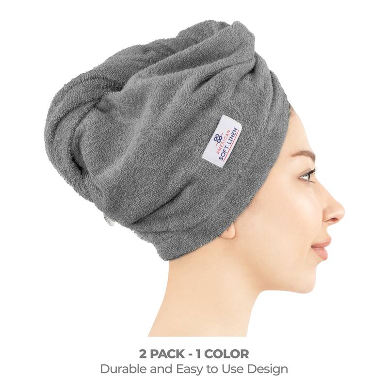 American Soft Linen 100% Cotton Hair Drying Towels for Women, Cotton Hair Turban Turkish Towel Wrap, Head Towel Cap for Hairs