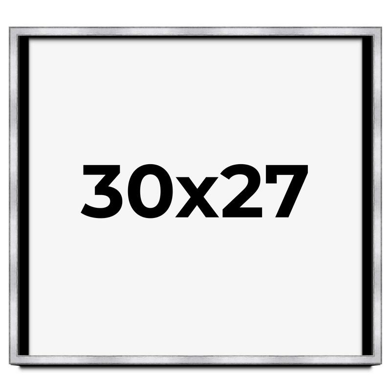 30x27 Shadow Box Frame Silver | 1.375 Inches Deep Real Wood