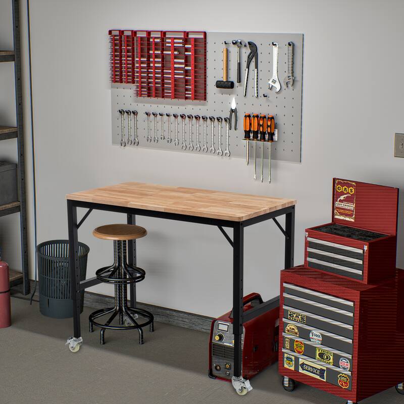 48" Heavy-Duty Adjustable Workbench for Garage