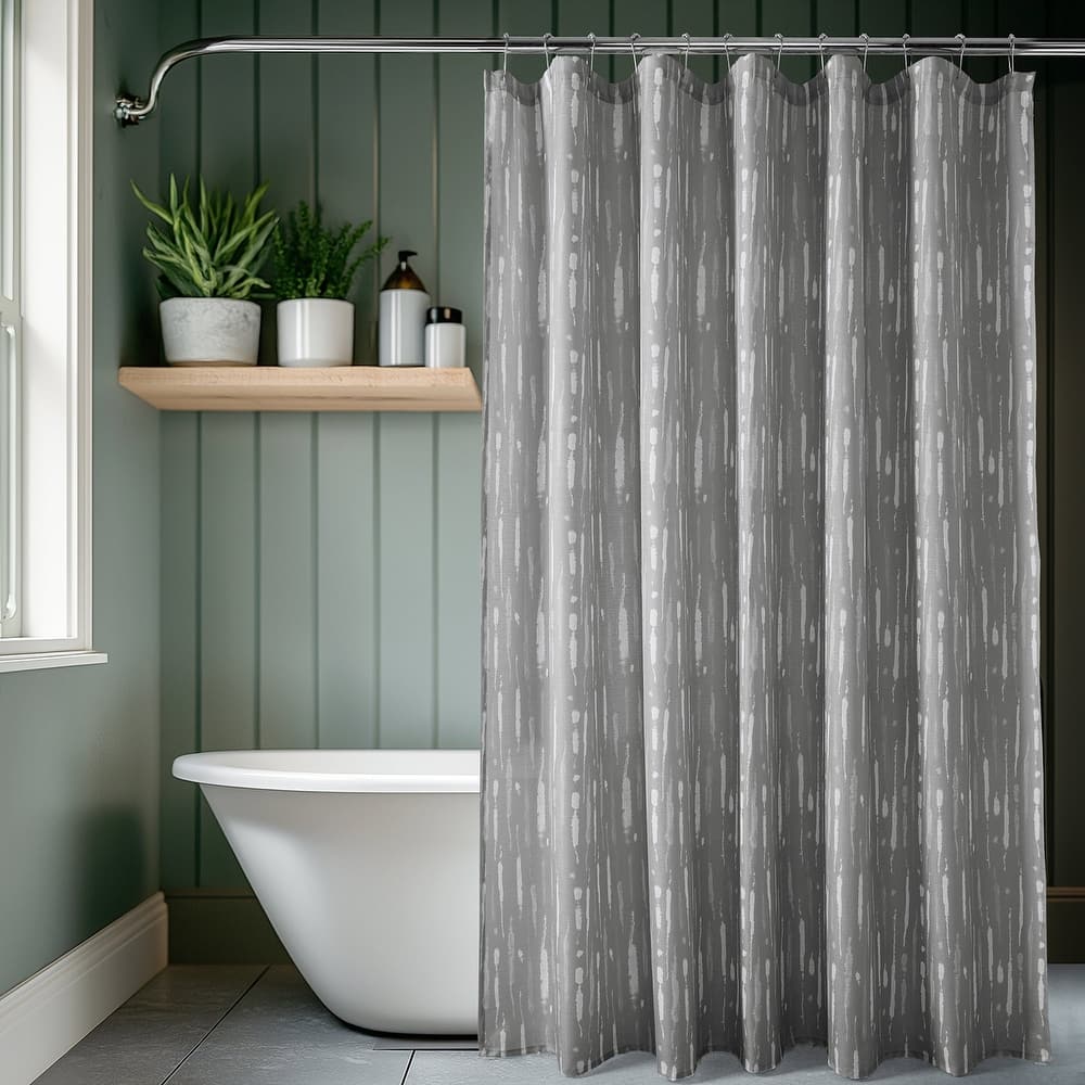Exclusive Fabrics Blossom Printed Shower Curtains with Hooks Included, 71 Inches Long (1 Panel)