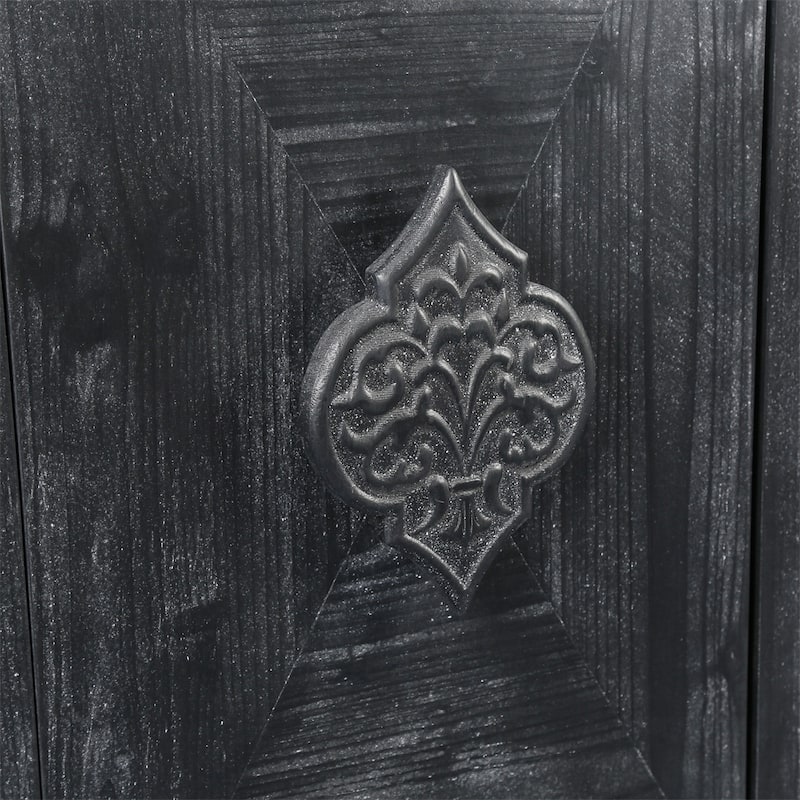 Carved Flower Door Handle, Antique Four Door Cabinet for Living Room