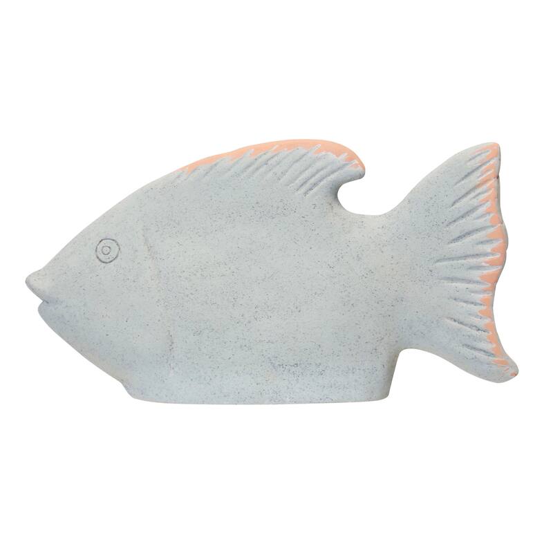 StyleCraft Wood Green Terracotta Fish - White