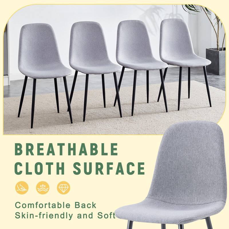 Set Of 4 Fabric-Back And Metal Combined Spoon Chairs