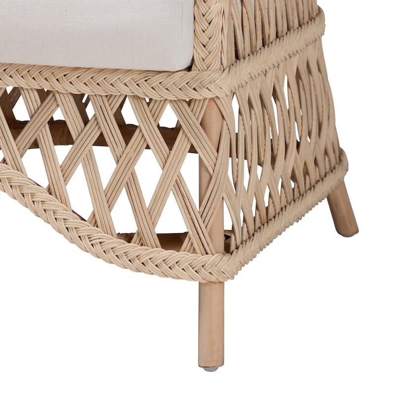 Florence Bohemian Ivory Braided Rattan Arm Chair
