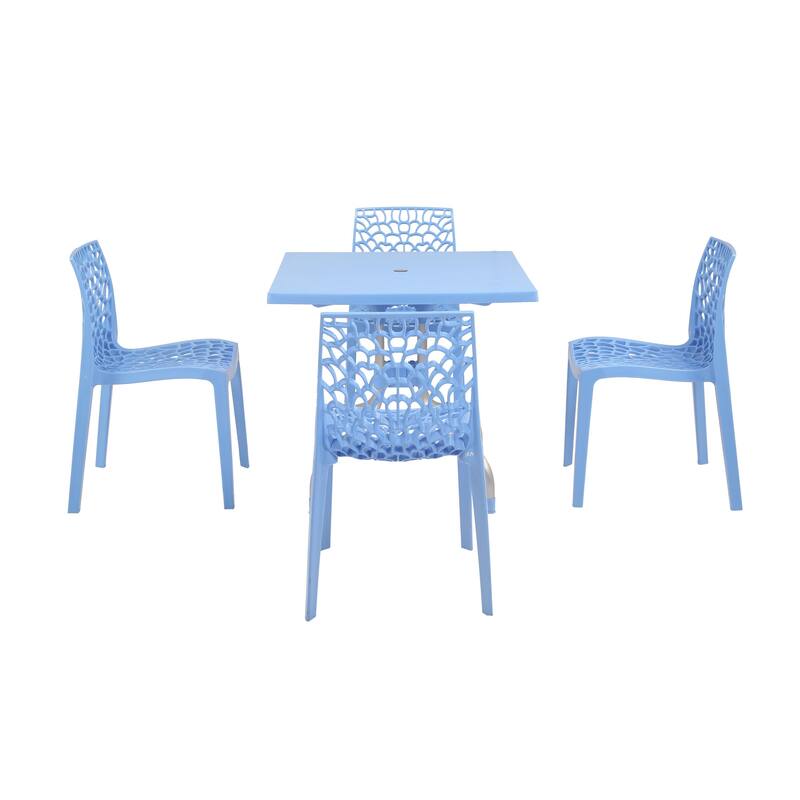 Lyra Square Table and Karissa Patio Chairs 5-Piece Outdoor Lounge Set