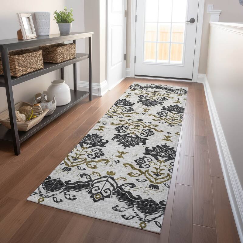 Premium Washable Super Soft Global Chic Mayfield Rug - Black - 2' 3" x 7' 6"