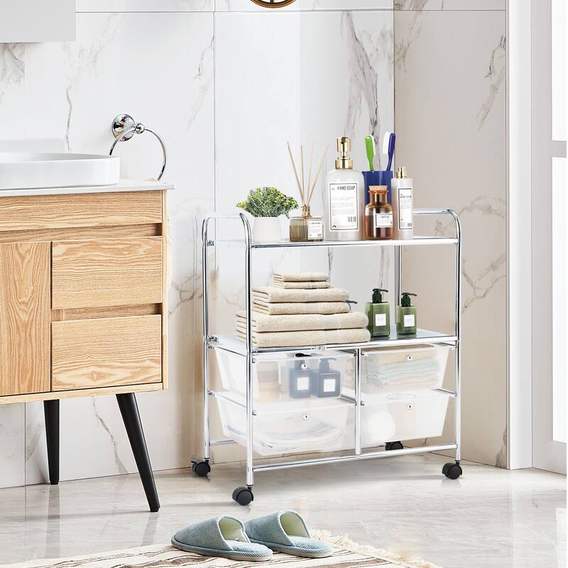 Costway 4Drawer Rolling Storage Cart shelf Scrapbook Paper Office - See Details