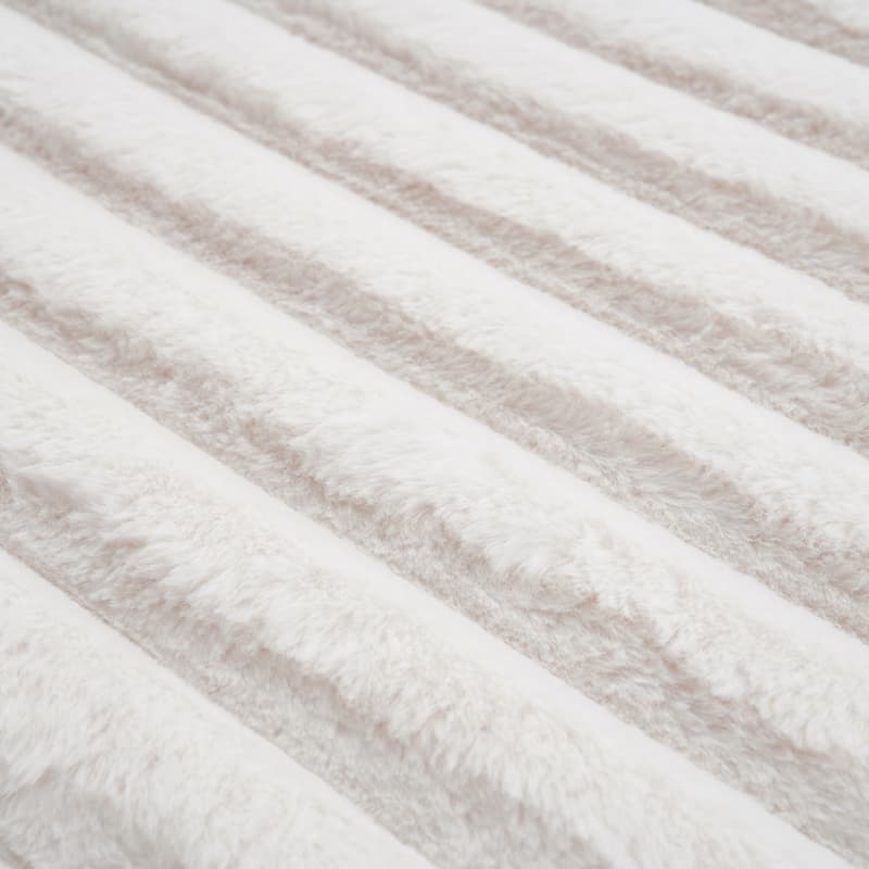 Modern Cream Faux Rabbit Fur Single Chaise Lounge with 2 Cup Holders, 2 Pillows & Solid Wood Frame, Cozy Daybed Sofa Chair