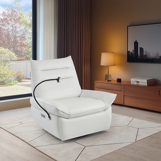 Top Grain Italian Genuine Leather Match Swivel Rocker Power Recliner