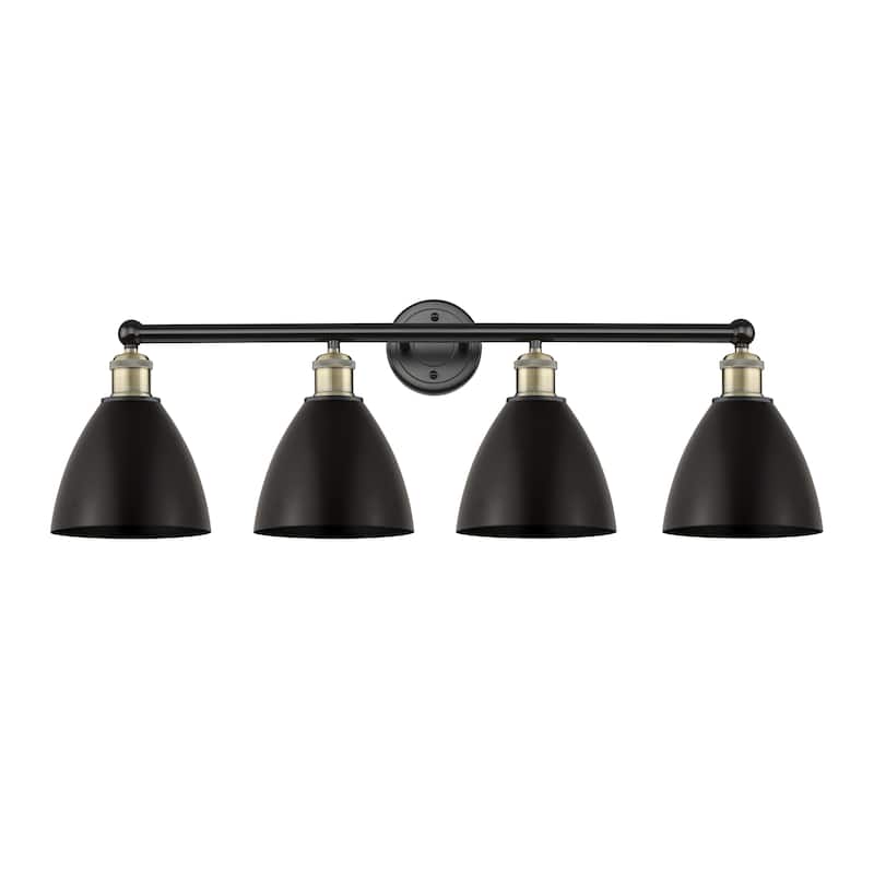 Innovations Lighting Plymouth Dome - 4 Light 35" Bath Vanity Light - Black Antique Brass/Matte Black