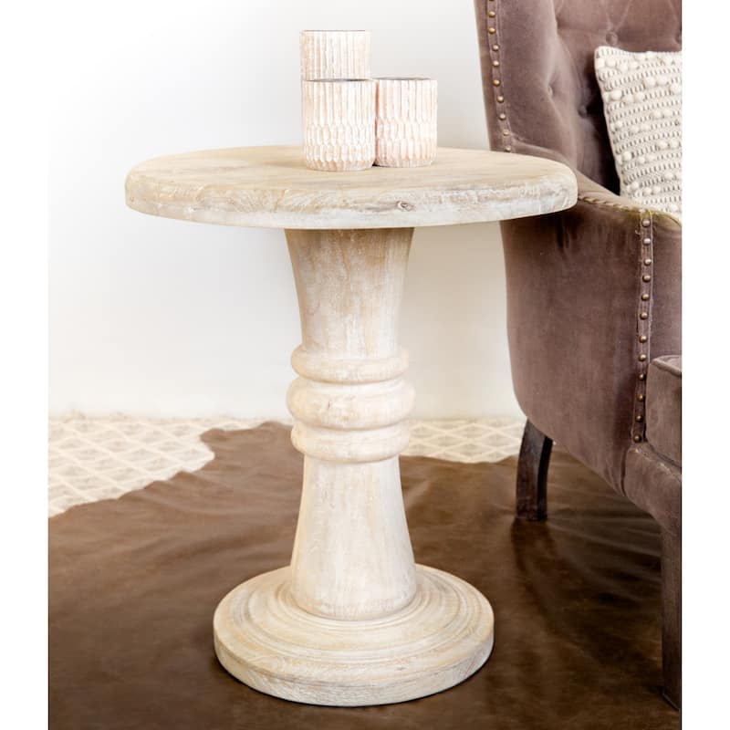 28" Brown Solid Wood End Table Sturdy Nightstand for Living Room - 24” x 24” x 28”
