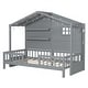 preview thumbnail 9 of 34, Twin Size House Bed with Shelves, Window, and Sparkling Light Strip on Roof, Space-Saving Design for Kids' Rooms, Grey