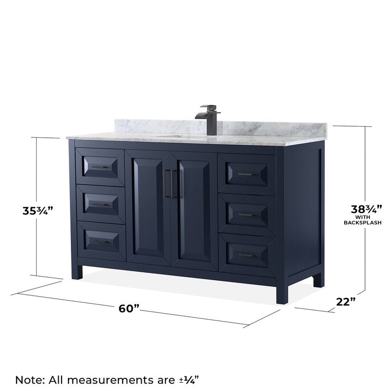 Wyndham Collection Daria 60" Free Standing Single Vanity Set with MDF