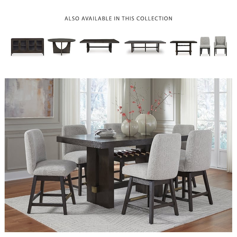 Signature Design by Ashley Burkhaus Dark Brown Rectangular Dining Counter Table - 66"W x 42"D x 36"H