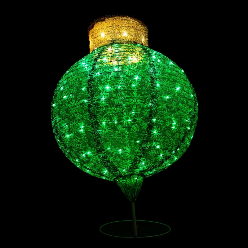 38" LED Twinkling Green Tinsel Onion Ornament Christmas Decoration