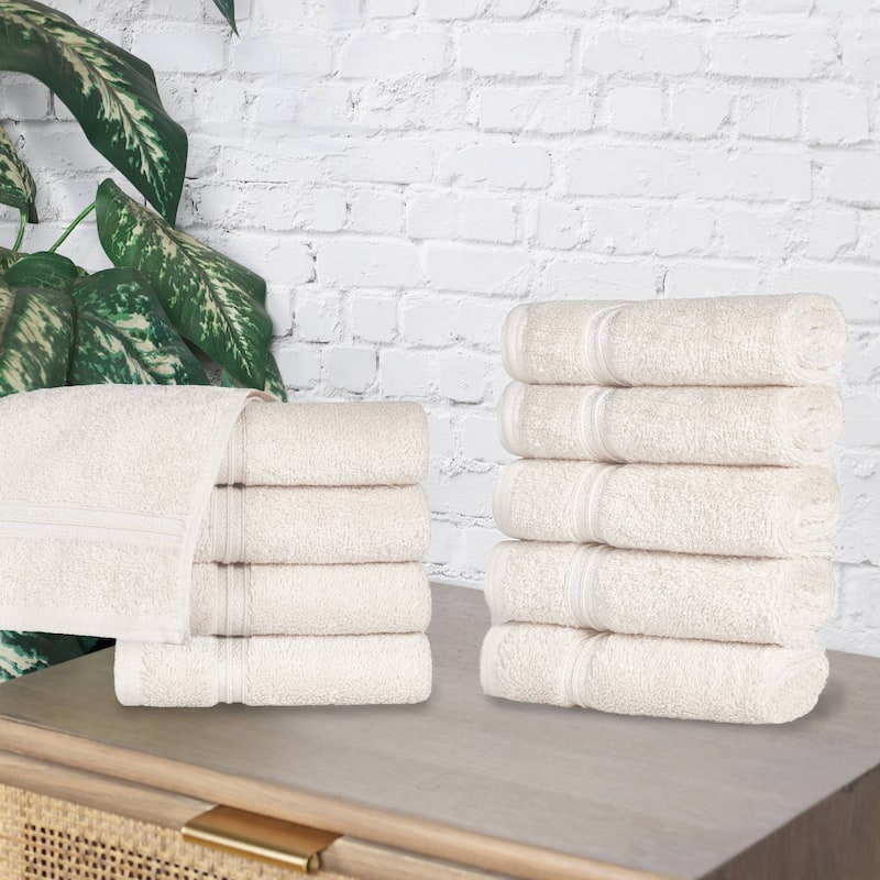Superior Heritage Egyptian Cotton Absorbent Face Towel Set of 10 - Ivory