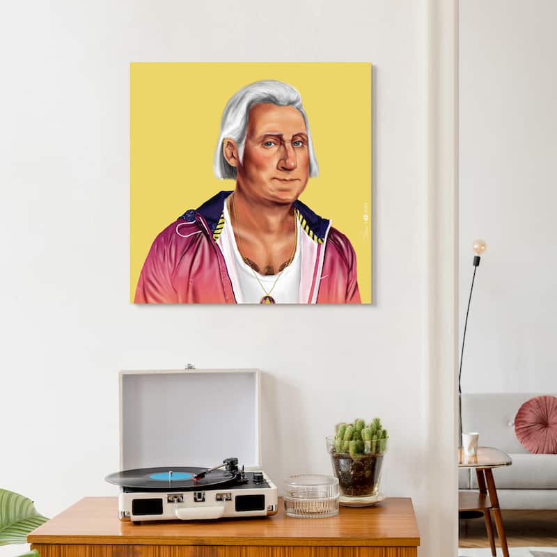 Empire Art Direct Hip George Washington Printed Tempered Glass Wall Art - Multi-Color