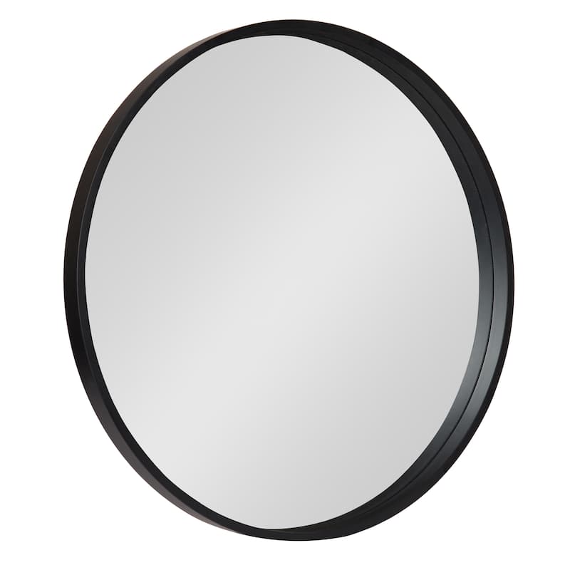 Kate and Laurel Travis 25.6" Round Accent Wall Mirror - Black