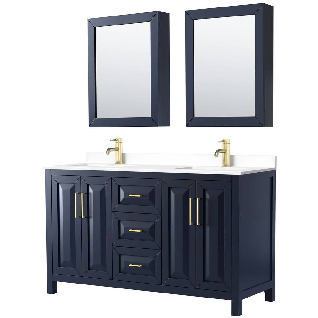 Wyndham Collection Daria 60" Free Standing Double Basin Vanity Set