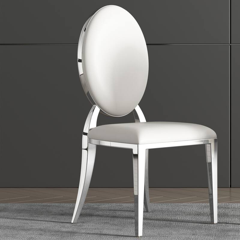 Leatherette Dining Chair Set Of 2 - White