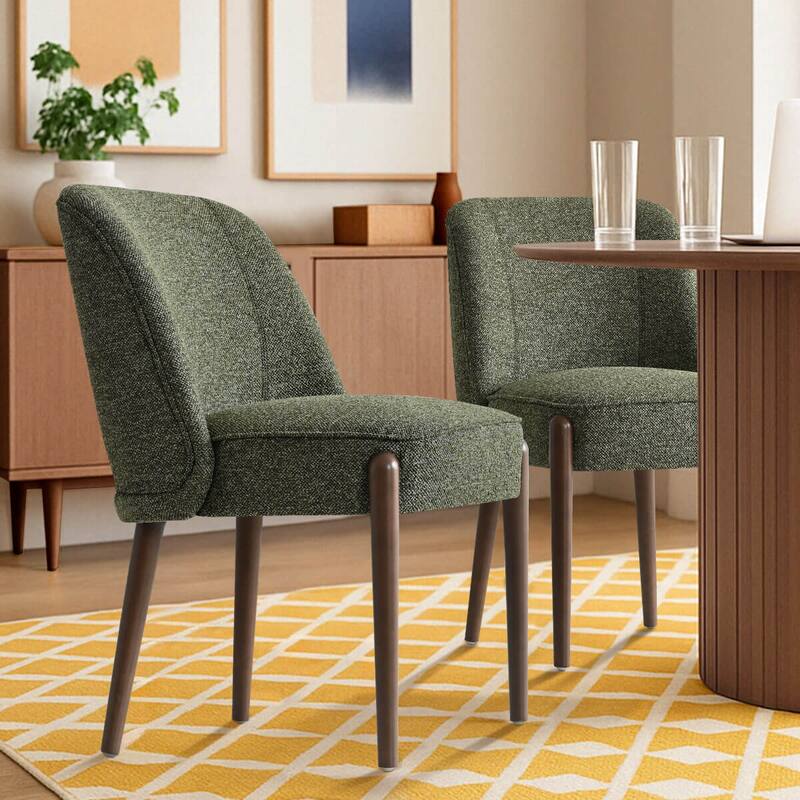 19.5" Seat Height Upholstered Solid Wood Full Back Dining Side Chair - Green - Dining Height