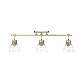 Yep by Golden Lighting Duncan 3-light Semi-Flush Mount in Aged Brass and Clear Glass - Aged Brass - 3-Light Semi-flush