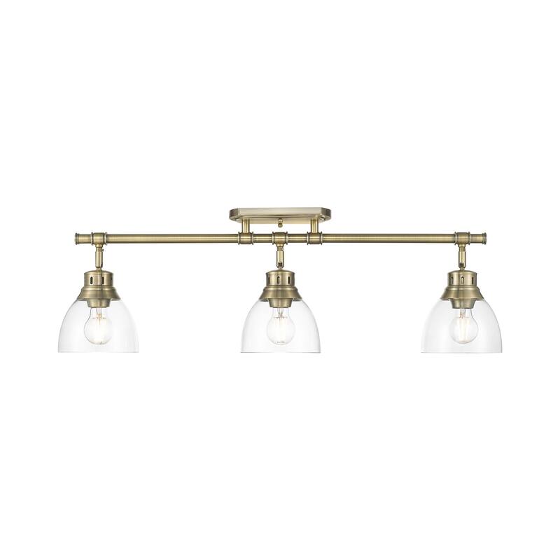 Yep by Golden Lighting Duncan 3-light Semi-Flush Mount in Aged Brass and Clear Glass - Aged Brass - 3-Light Semi-flush