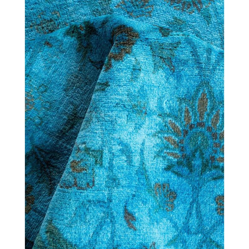 Overton Hand Knotted Wool Vintage Inspired Modern Contemporary Overdyed Blue Area Rug - 3' 1" x 5' 4"
