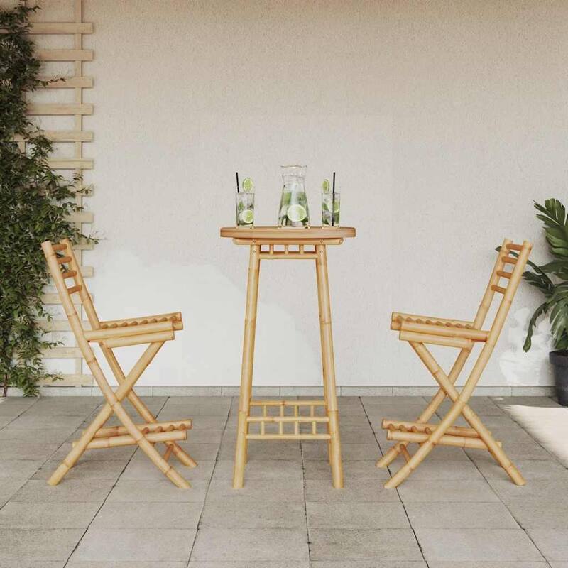 vidaXL Outdoor Bar Set Natural Bamboo Bamboo Medium Foldable