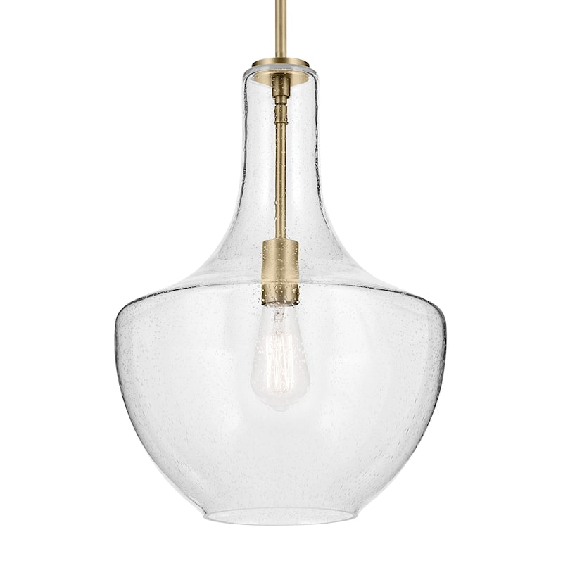Kichler Lighting Everly 1-Light Bell Pendant Light with Seeded Glass