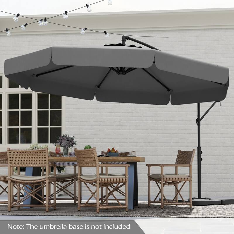 10FT Outdoor Cantilever Umbrella with Fade-Resistant Canopy Tilt Handle and Cover Included (Only Umbrella)
