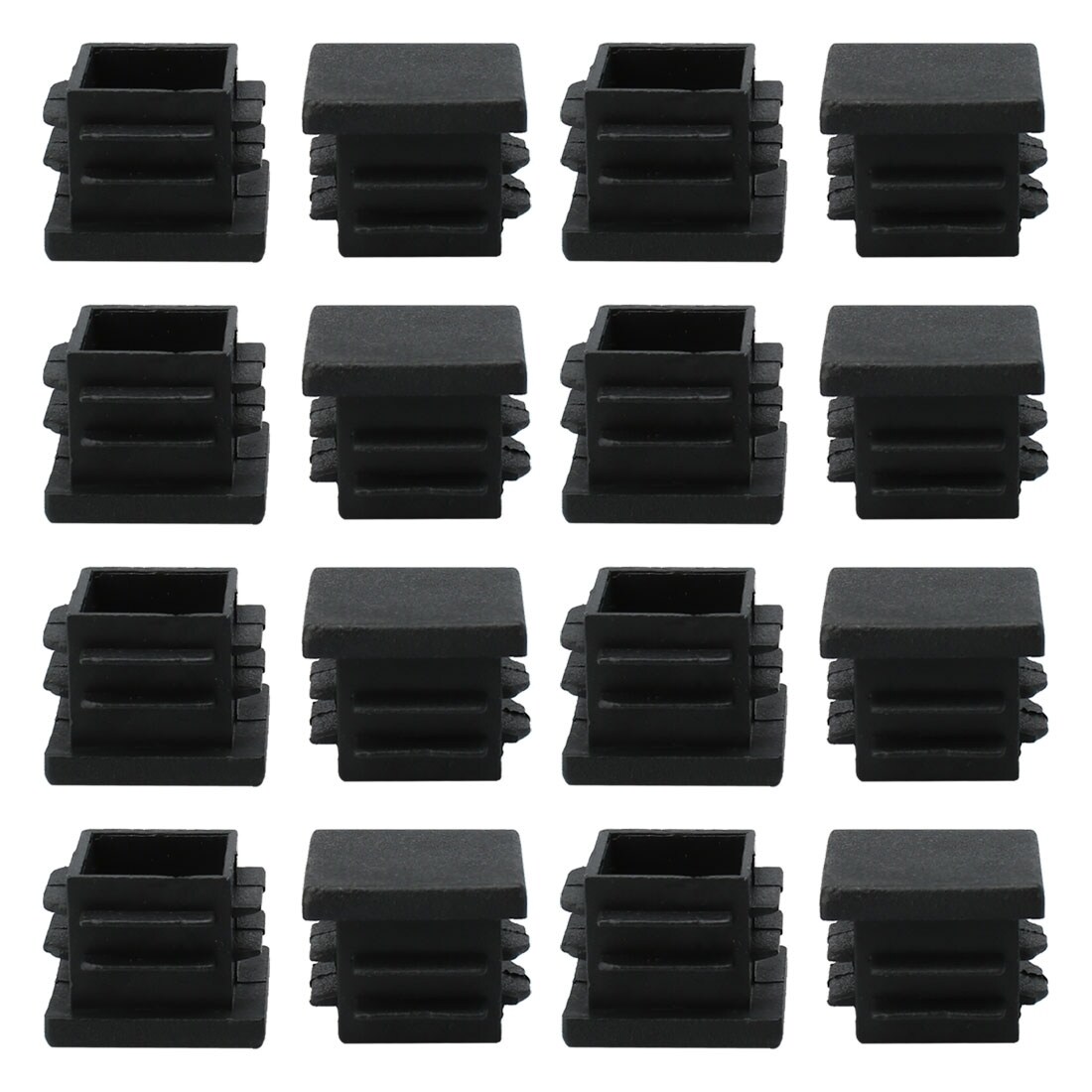 16pcs Plastic Square 19 X 19mm Ribbed Inserts Pipe Tubing End Covers Cap Desk Table Feet Furniture Leg Protector 1 8 Id Rubber Cap Tip Cover For Chairs Stools Furniture Legs Caneore Can Be Used On Several Lications Protects Sharp Ends From