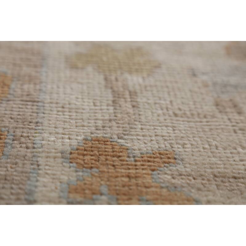 Hand Knotted Oriental 100% Wool Carpet Transitional All-Over Navy Blue & Blues Oushak Area Rug - 9' 11'' X 8' 4''