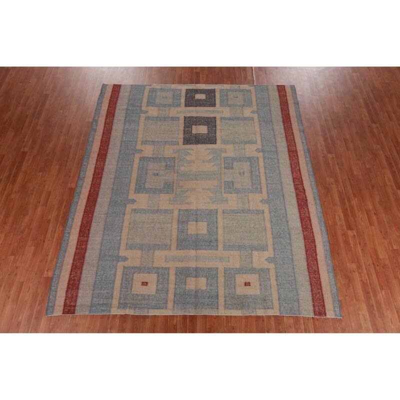 Hand Woven Oriental 100% Jute Carpet Southwestern Modern Multi-Colored Kilim Area Rug - 10' 0'' X 8' 7''
