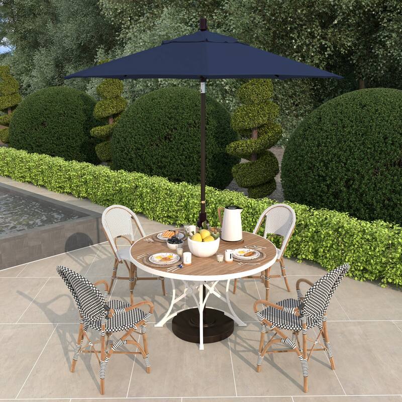 California Umbrella 75' Sun Master Patio Umbrella Bronze Aluminum Pole Fiberglass Ribs Crank Lift Tilt Pacifica - Navy Blue