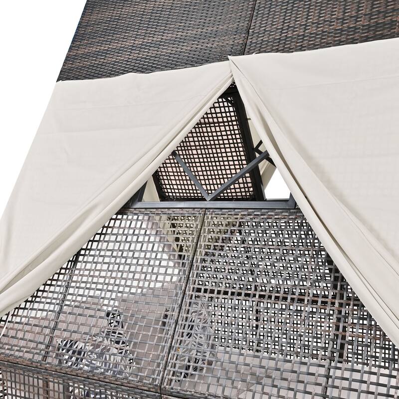 Outdoor Daybed Patio Lounge Bed with Adjustable Backrest Outdoor Double Sun Lounger with