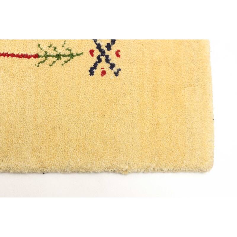 ECARPETGALLERY Hand Loomed Kashkuli Gabbeh Light Gold Wool Rug - 3'0 x 5'0