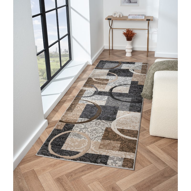 Alexia Collection Geometric Beige/Gray Indoor Modern Area Rug