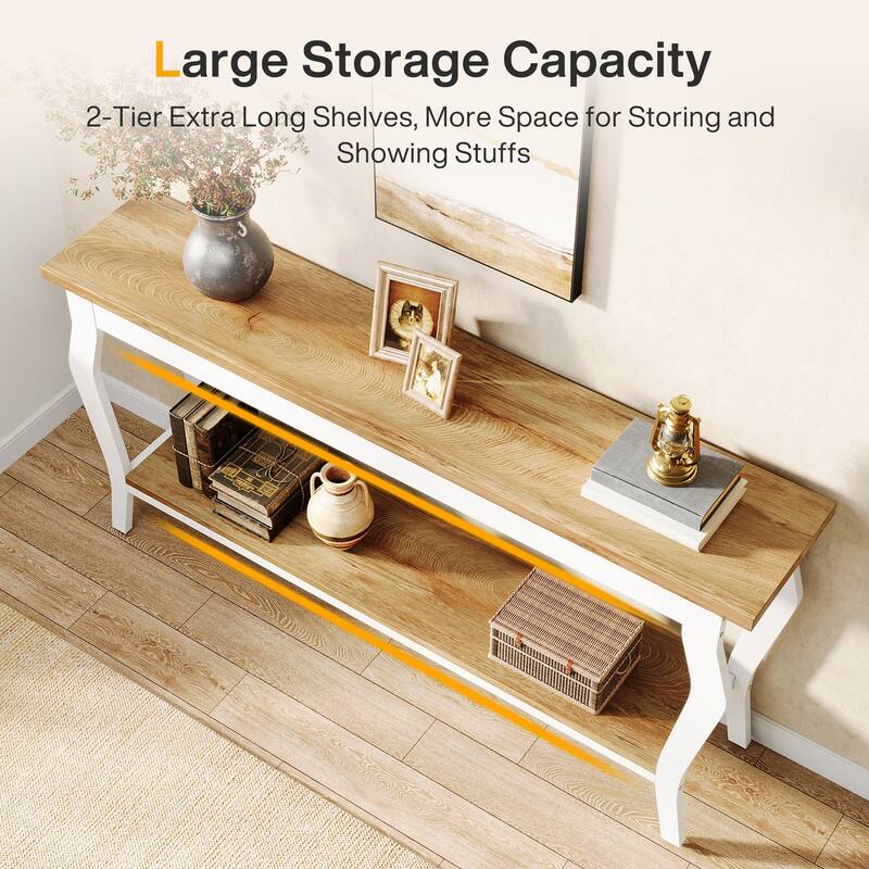 2-tier Narrow Long Console Sofa Table for Entryway Living Room