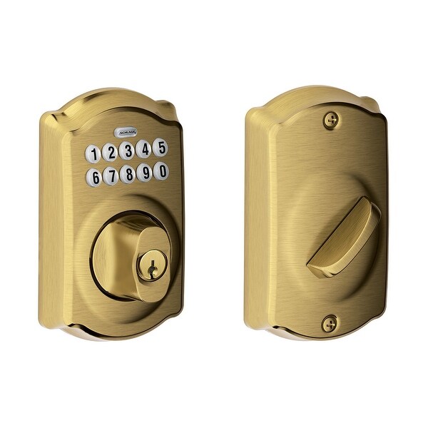 Shop Schlage Be365 Cam 609 Camelot Keypad Deadbolt Antique Brass