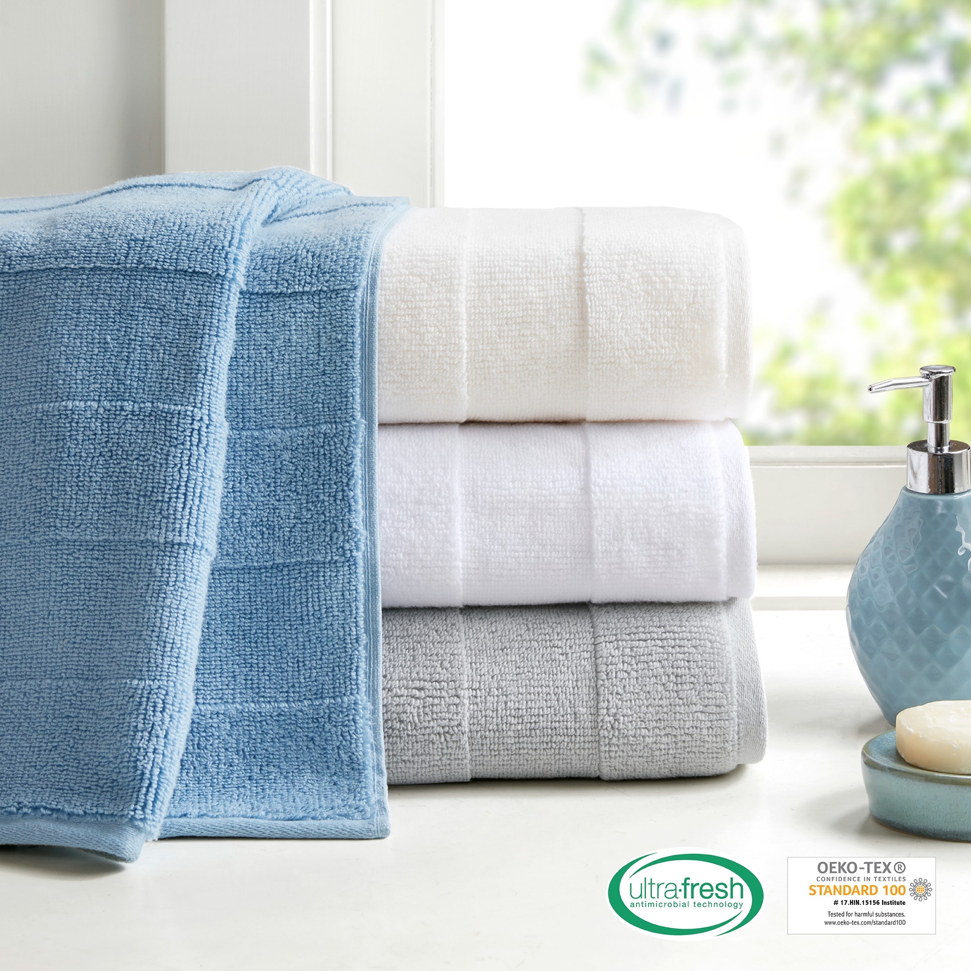 Melissa Linen, Bath Towels, Quick Dry and Absorbent Cotton Towel for Bathroom, Set of 2, Ocean Blue