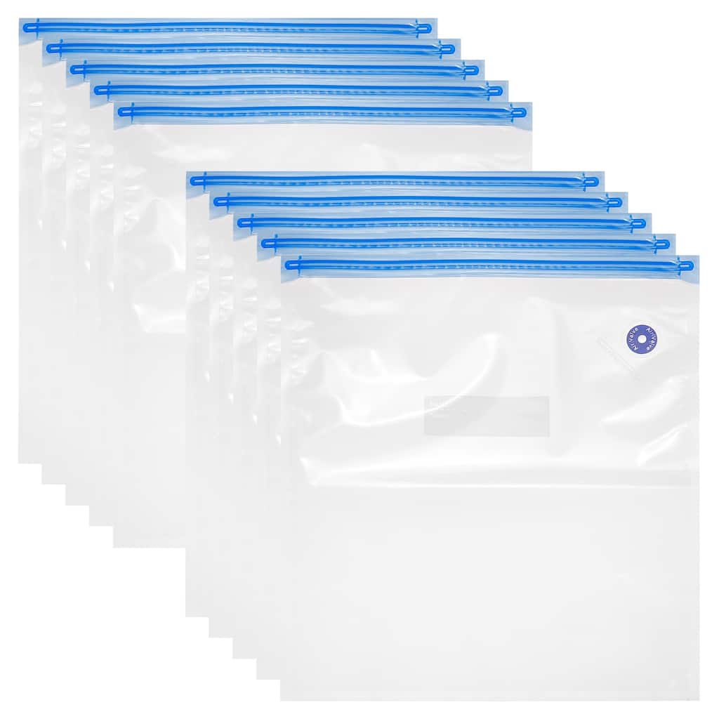 10pcs Sous Vide Bags Reusable Vacuum Food Storage Zipper Bags 34cm x 30cm - White